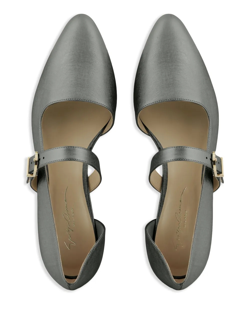 Giorgio Armani Leren ballerina's met lamé-effect Grijs