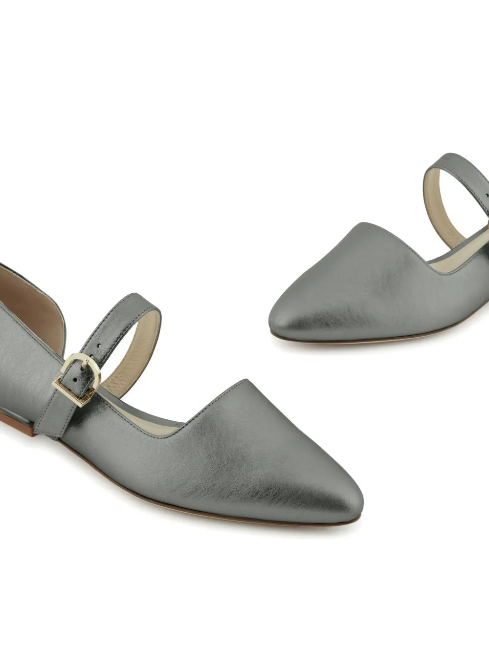 Giorgio Armani Leren ballerina's met lamé-effect Grijs