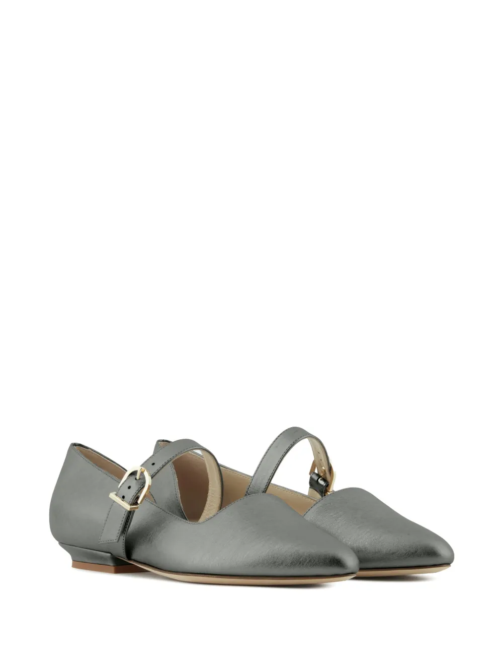 Giorgio Armani Leren ballerina's met lamé-effect - Grijs