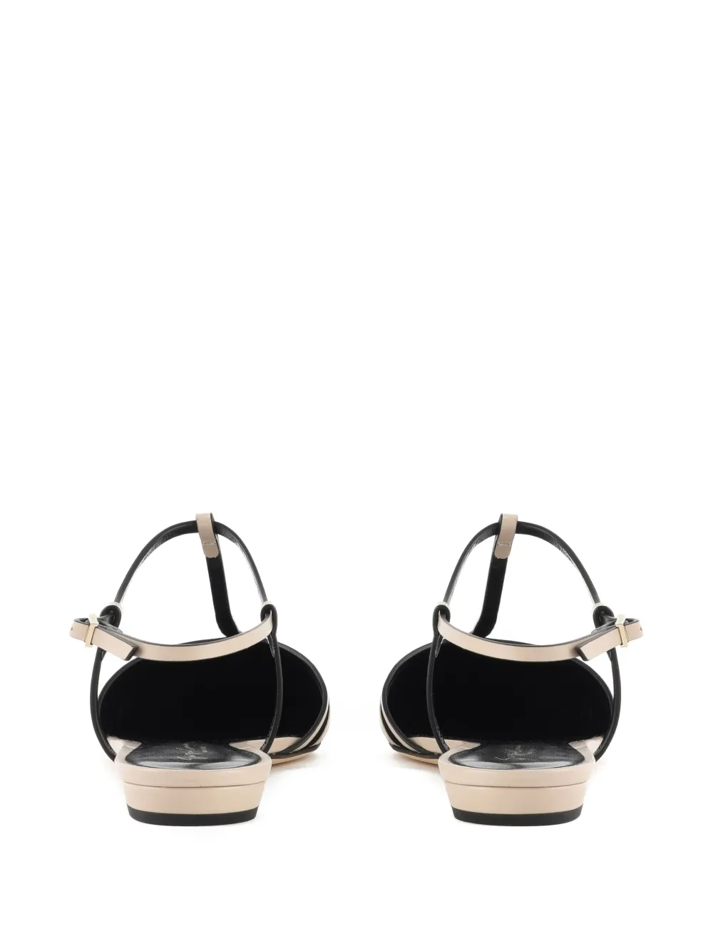 Giorgio Armani Leren ballerina's Beige