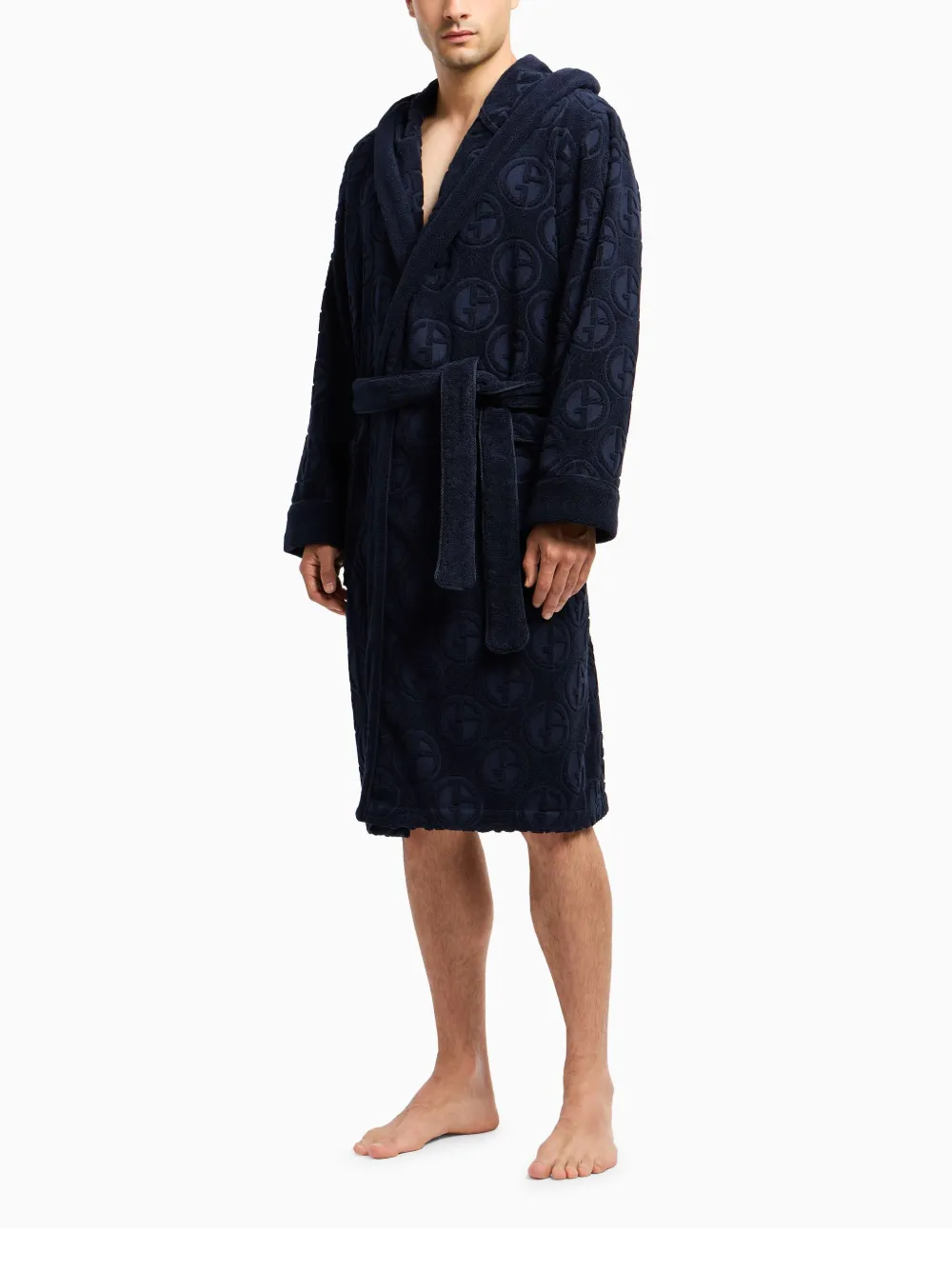 Giorgio Armani logo-jacquard bath robe - Blauw