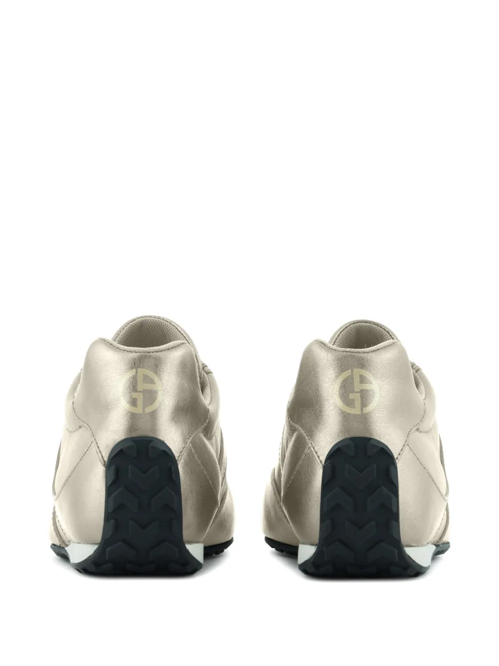 Giorgio Armani lamé-effect leather sneakers Neutrals