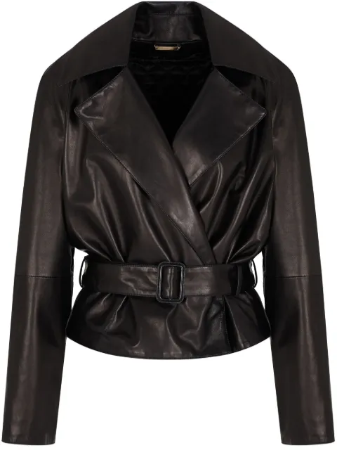 Giorgio Armani belted leather jacket