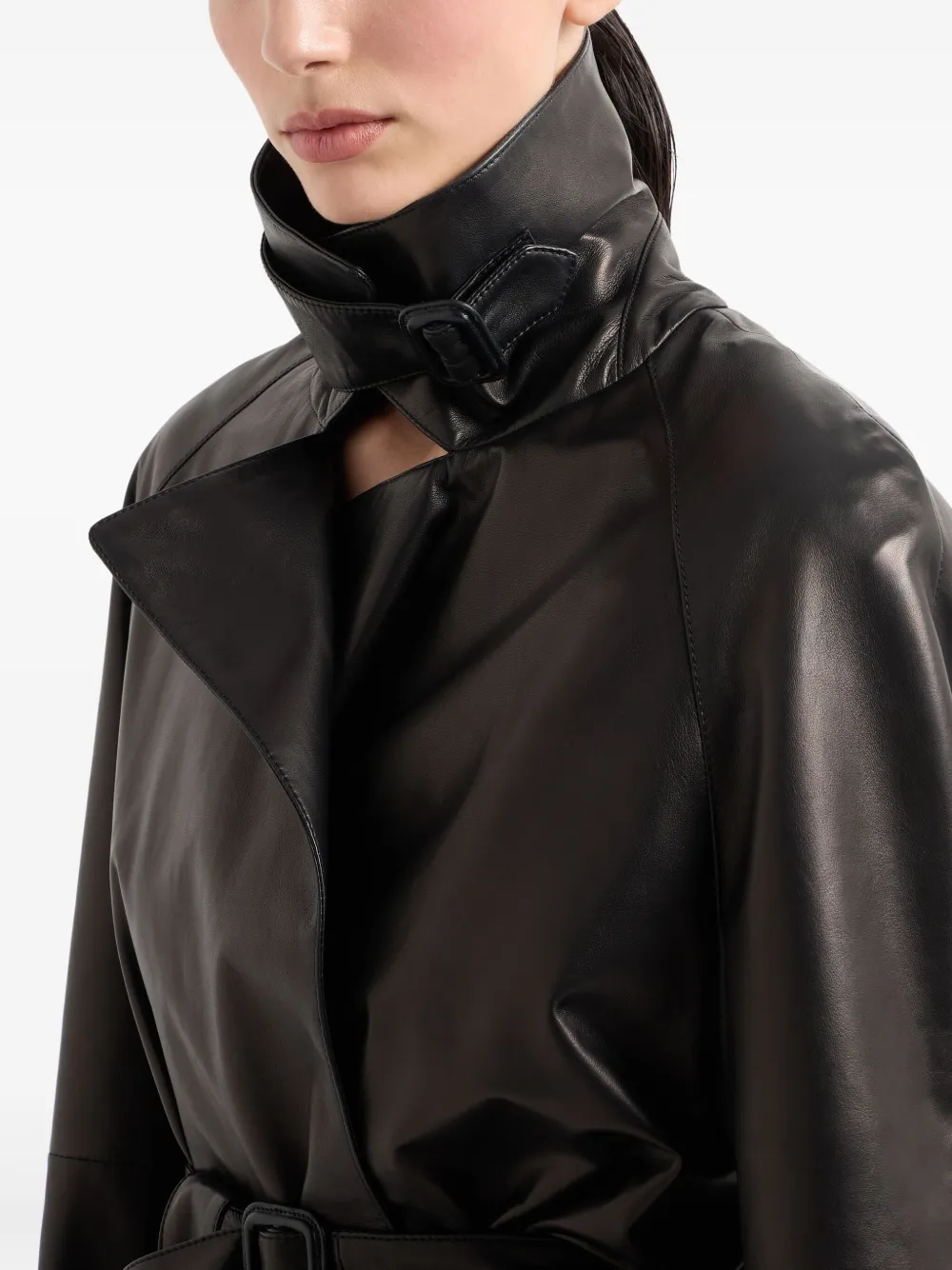 Giorgio Armani Leren jack Zwart