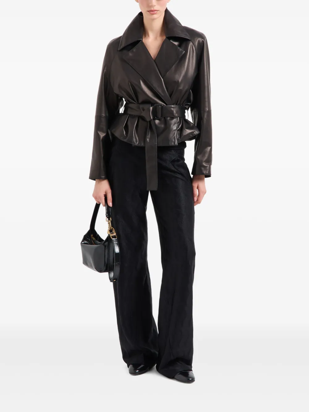 Giorgio Armani belted leather jacket | Leather Jackets | Image 2