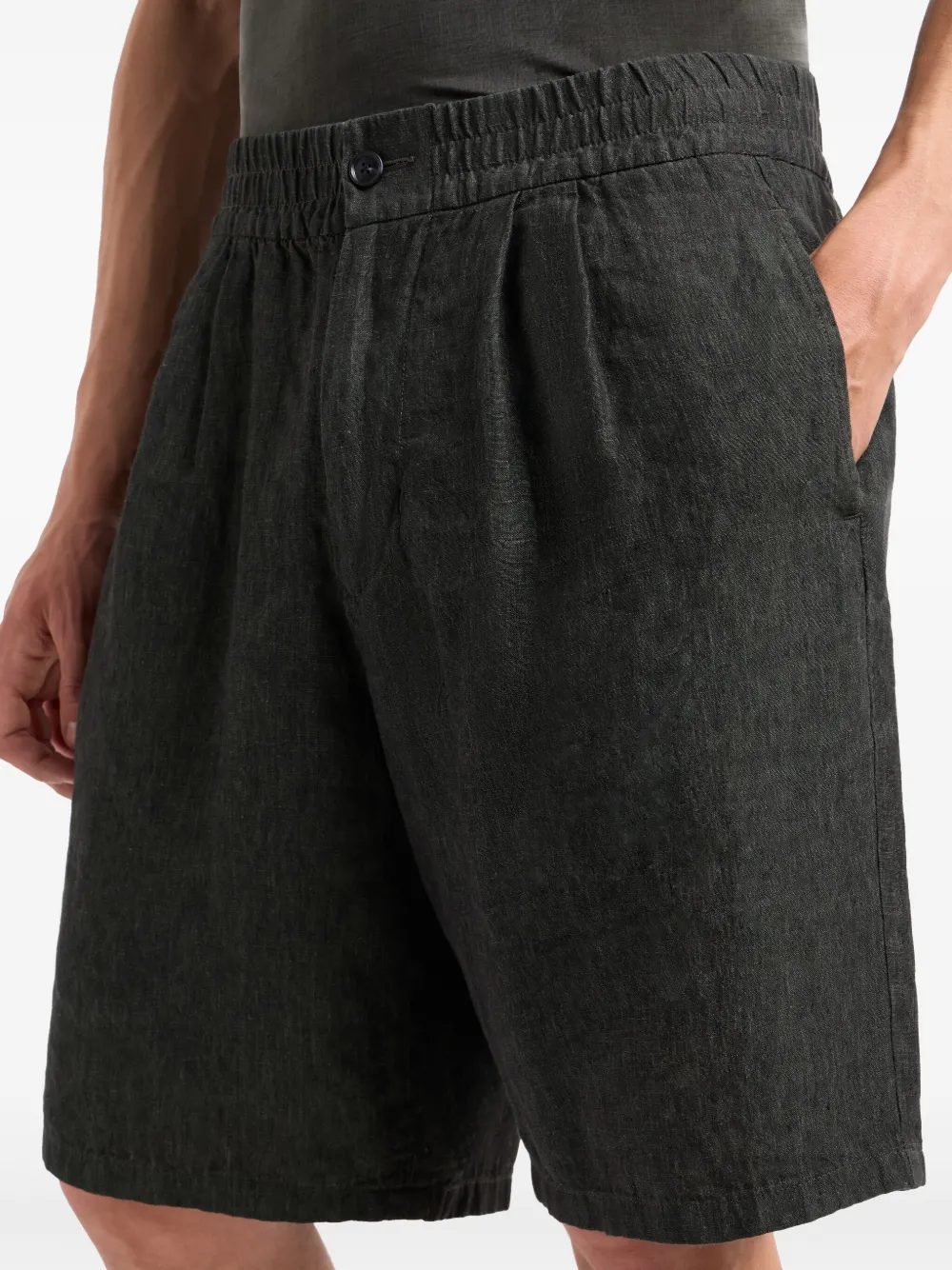 Giorgio Armani Linen Bermuda Shorts In Gray