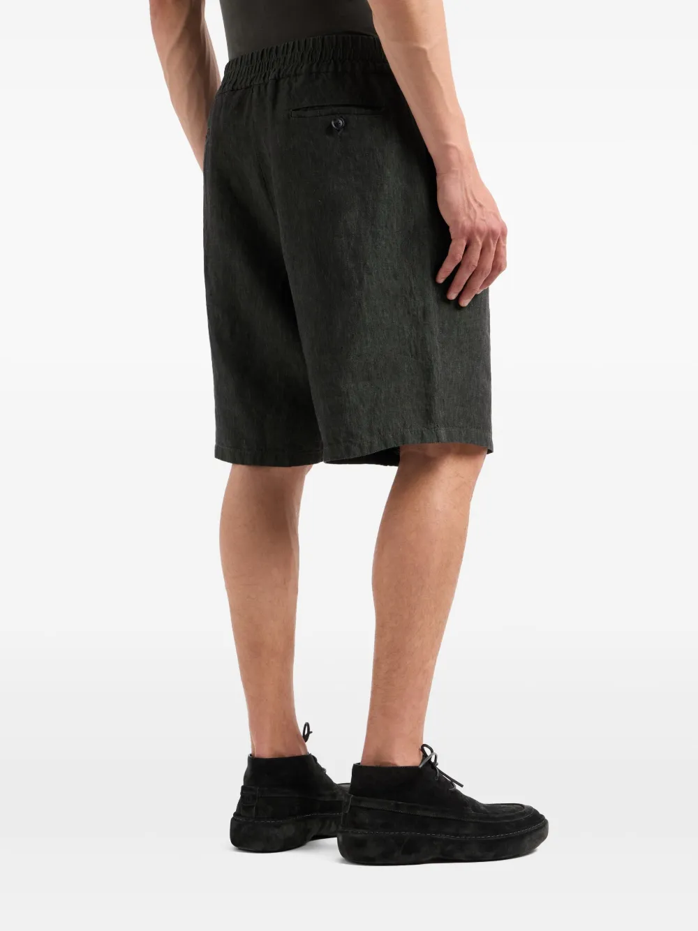 Giorgio Armani Linen Bermuda Shorts In Gray