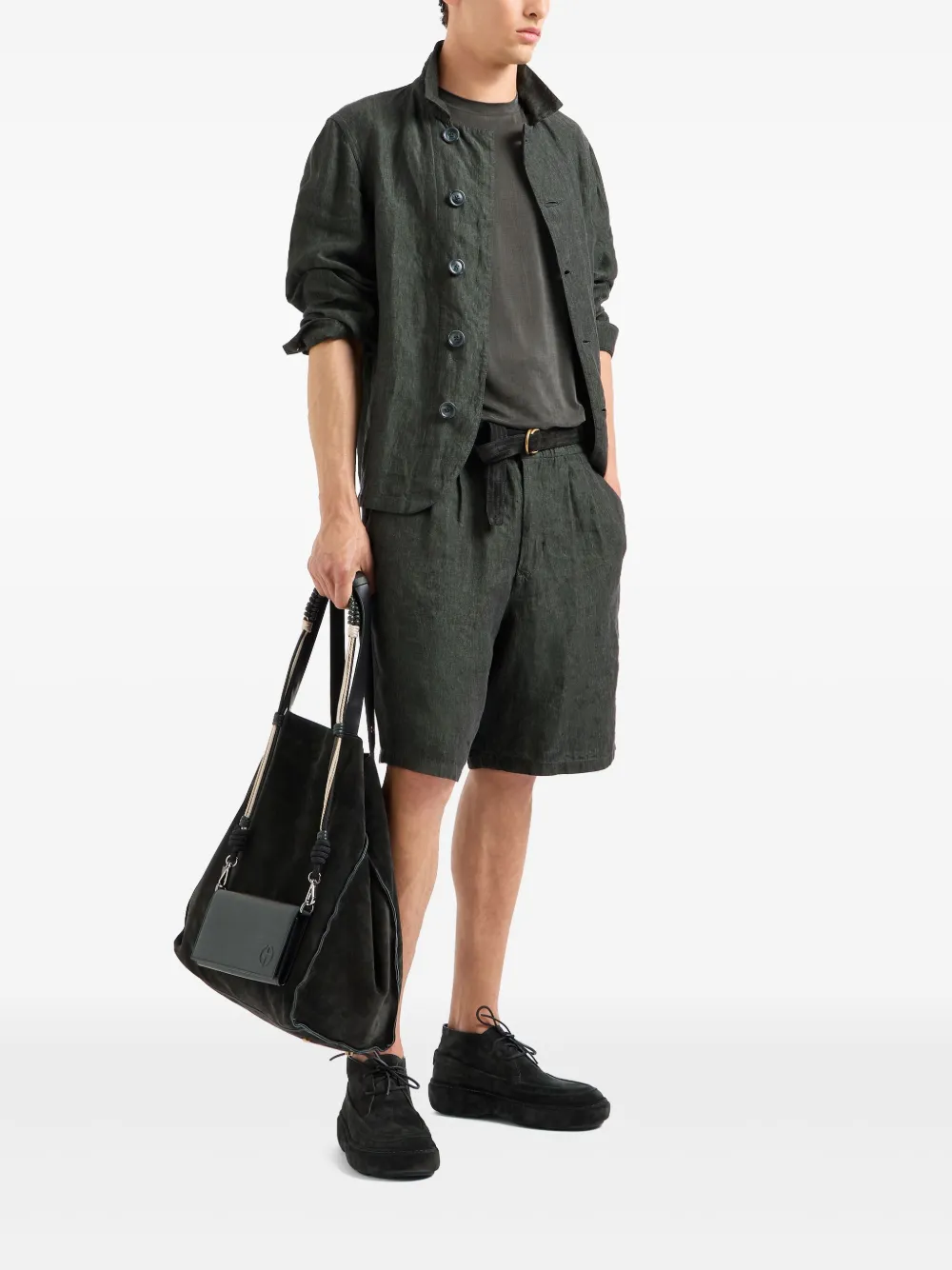 Giorgio Armani Linnen shorts - Grijs