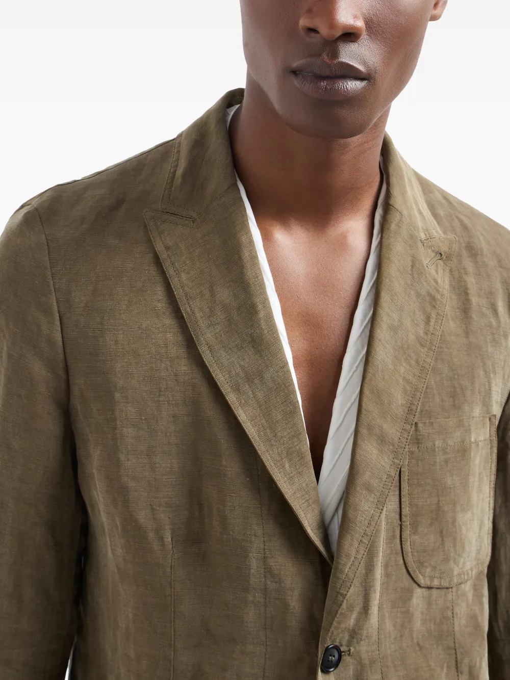 Giorgio Armani Blazer met enkele rij knopen Beige