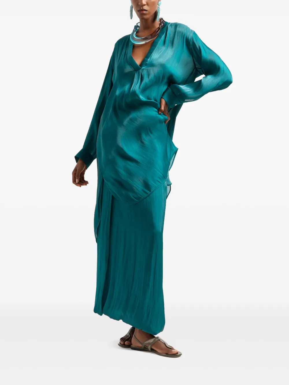 Giorgio Armani Tuniek met V-hals - Blauw