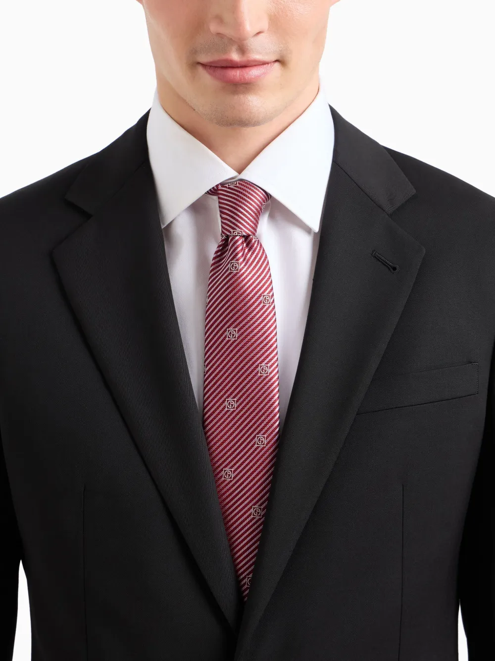 Giorgio Armani Gestreepte zijden stropdas Rood