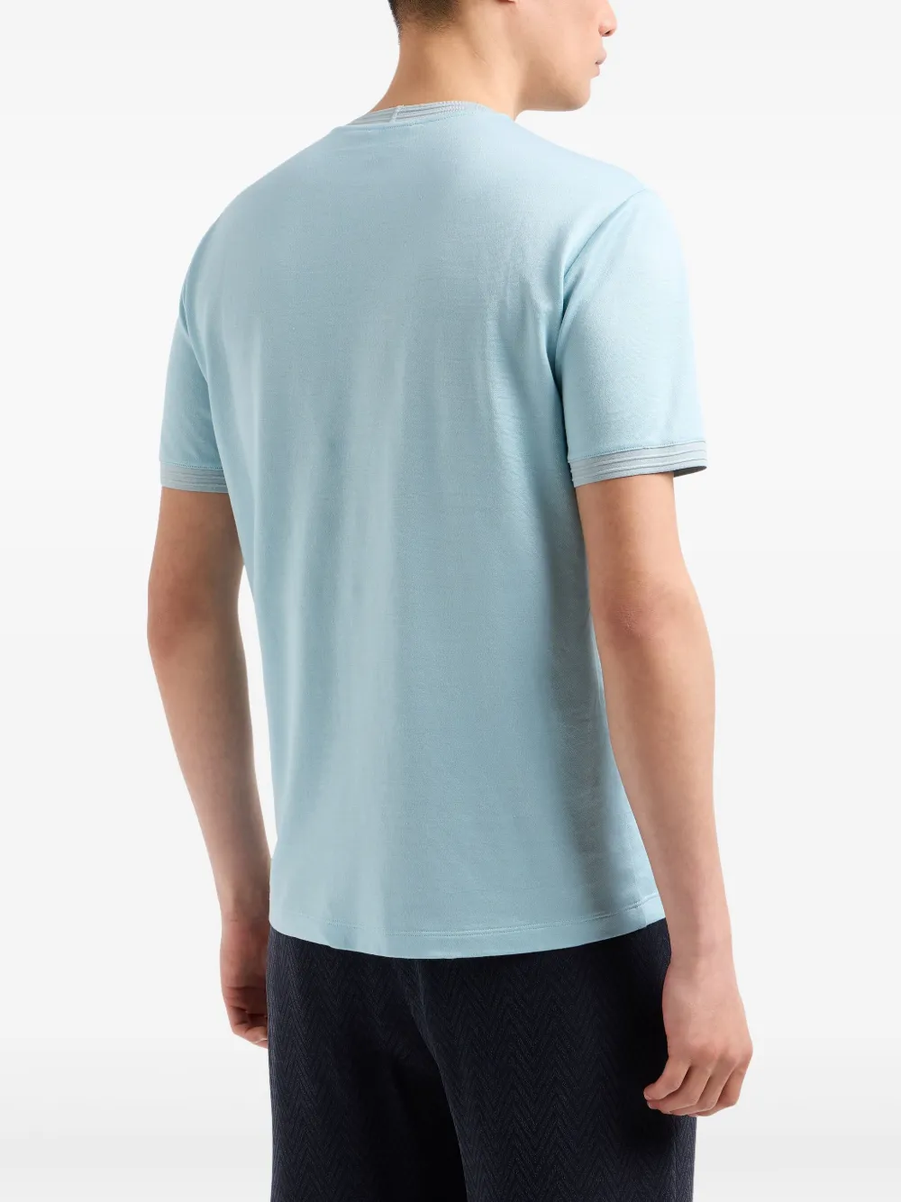 Giorgio Armani Logo-embroidered T-shirt In Blue