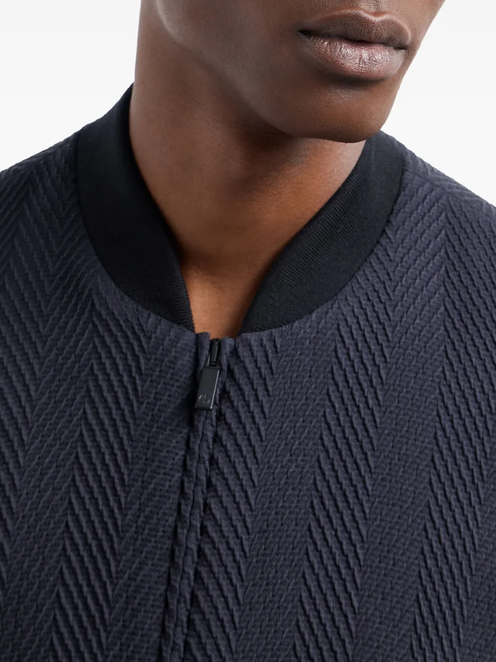 Giorgio Armani Silk-blend Bomber Jacket In Blue