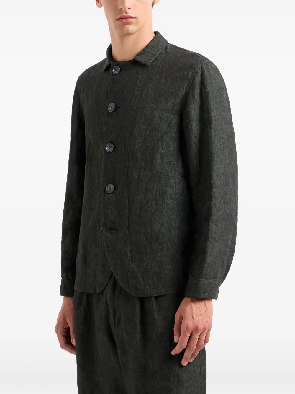 Giorgio Armani Linnen shirtjack Groen