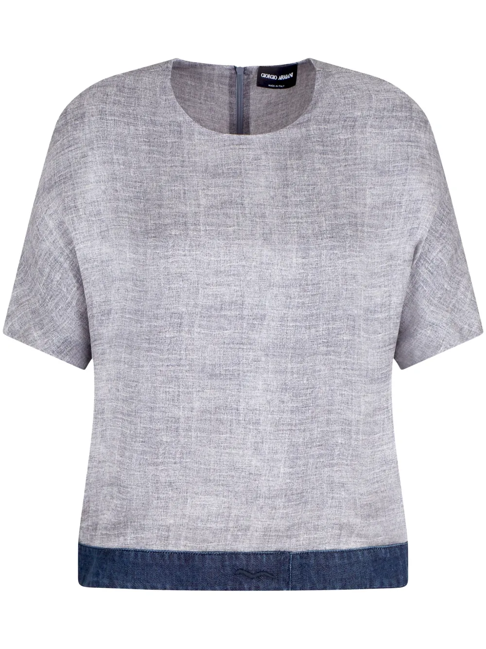 Giorgio Armani denim-trim detailing blouse | Grey | Image 1