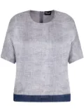 Giorgio Armani denim-trim detailing blouse - Grey