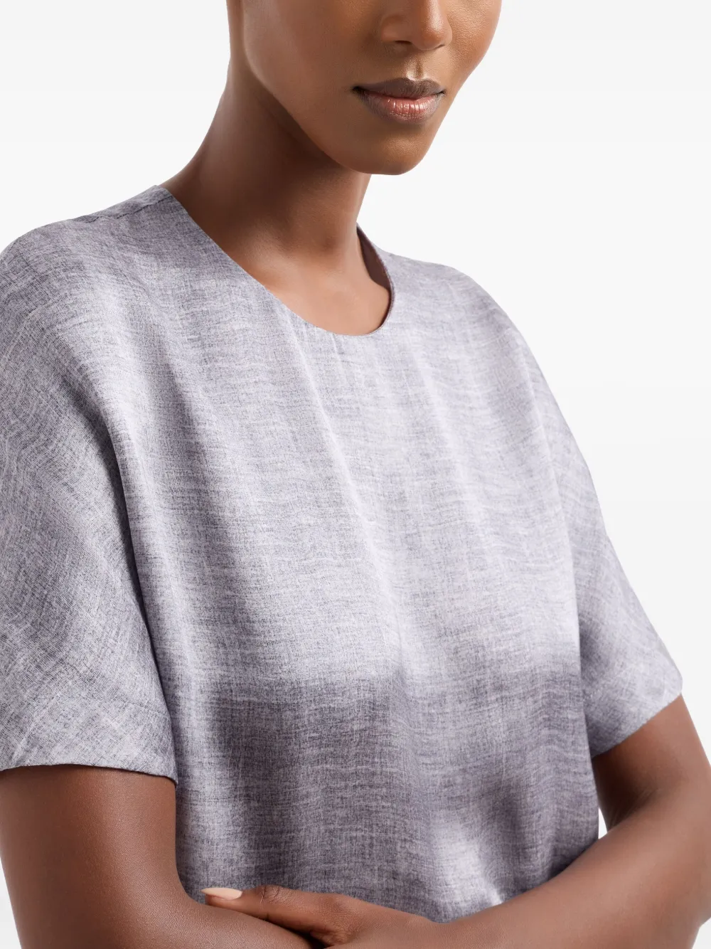 Giorgio Armani Blouse met denim afwerking Grijs