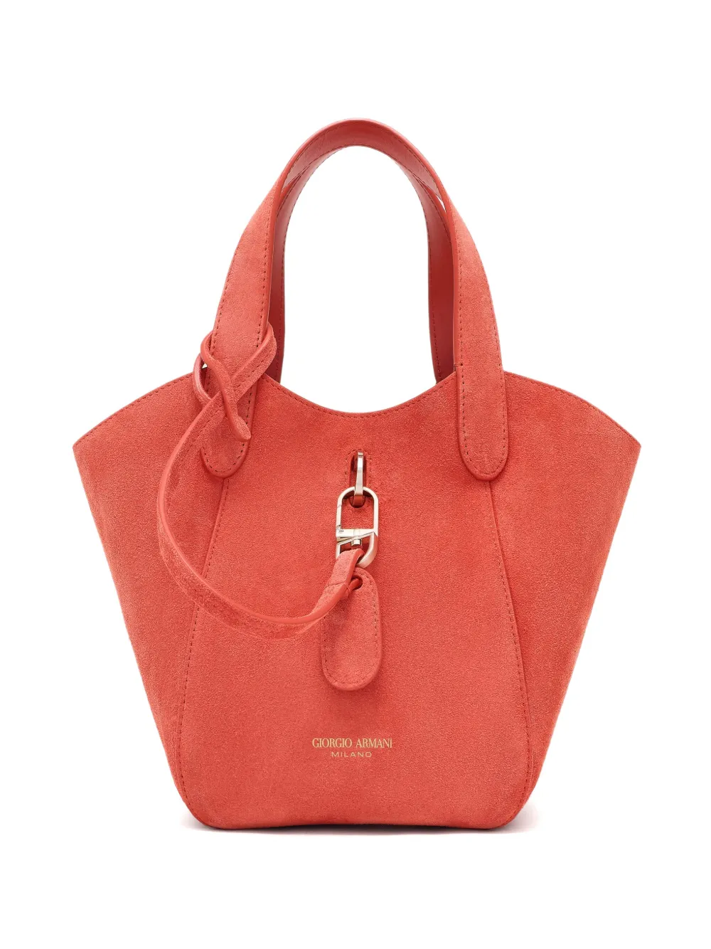 Giorgio Armani Small Suede Handbag In Orange