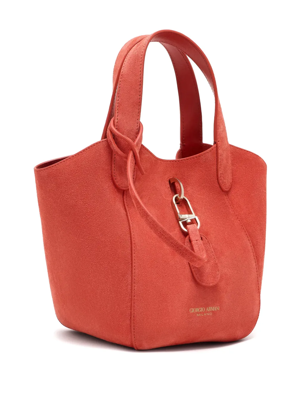 Giorgio Armani Small Suede Handbag In Orange