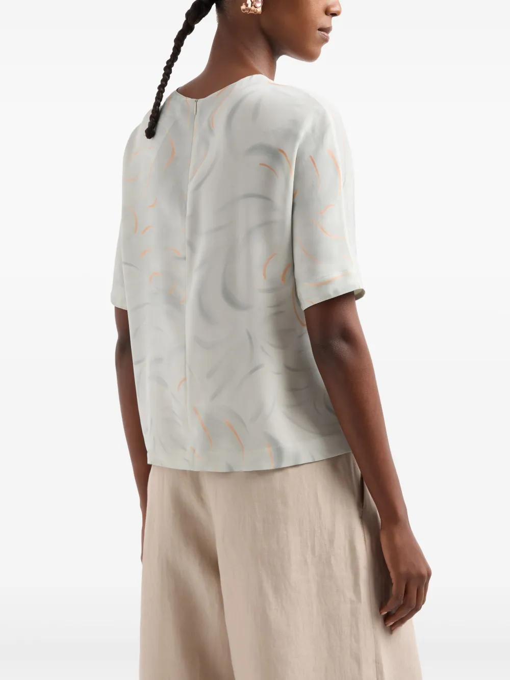 Giorgio Armani Mulberry-zijden T-shirt Grijs
