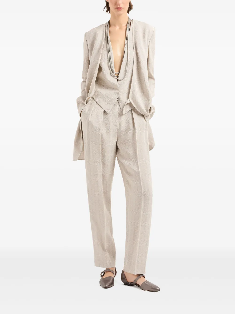 Giorgio Armani Broek met geplooid detail - Grijs