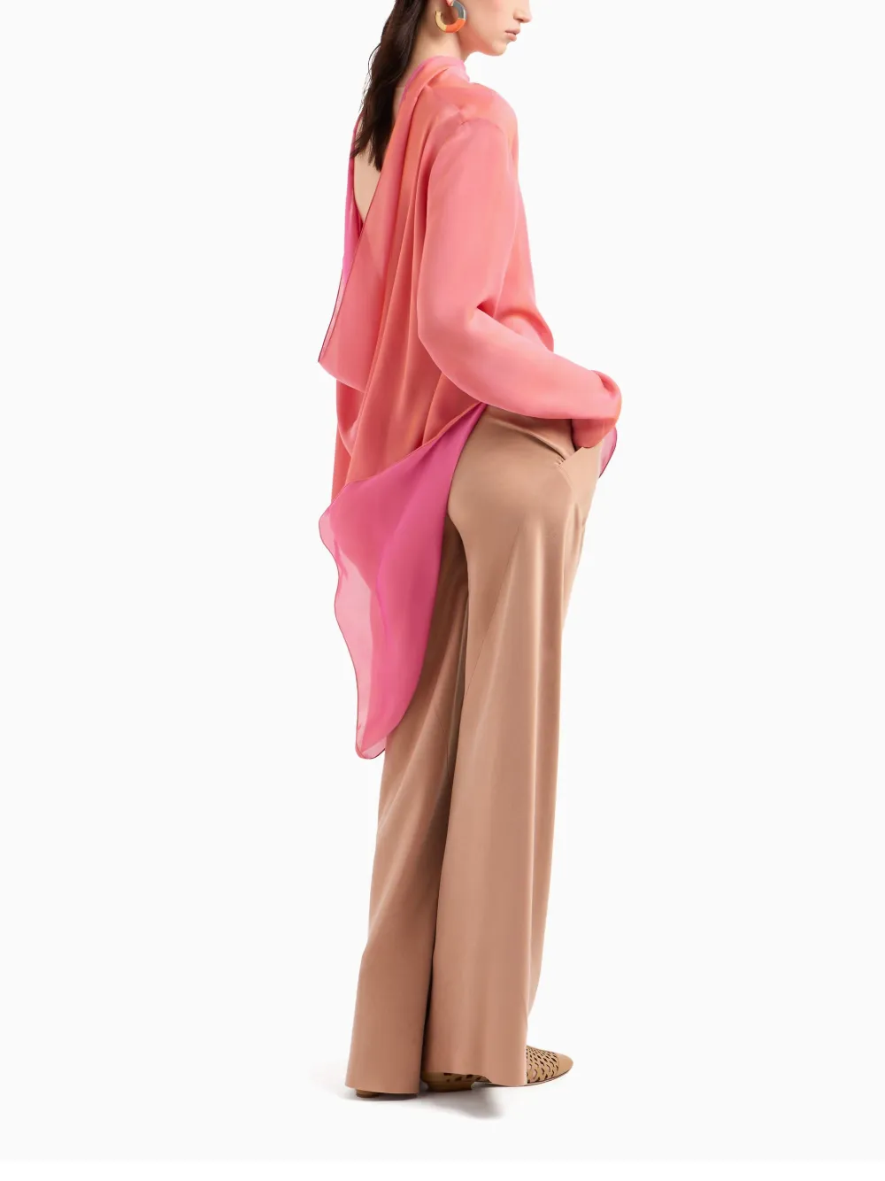 Giorgio Armani mulberry-silk palazzo pants - Roze