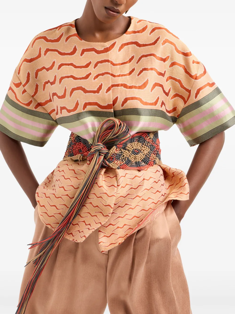 Giorgio Armani blouse met geometrische print Oranje