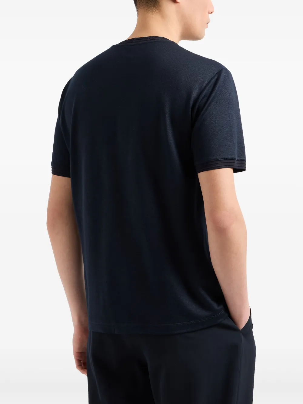 Giorgio Armani Logo-embroidered T-shirt In Blue