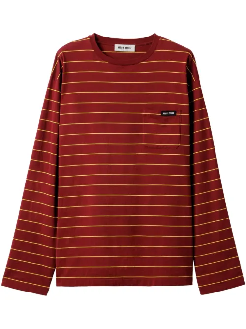 T-shirt en coton à manches longues - Miu Miu - Modalova