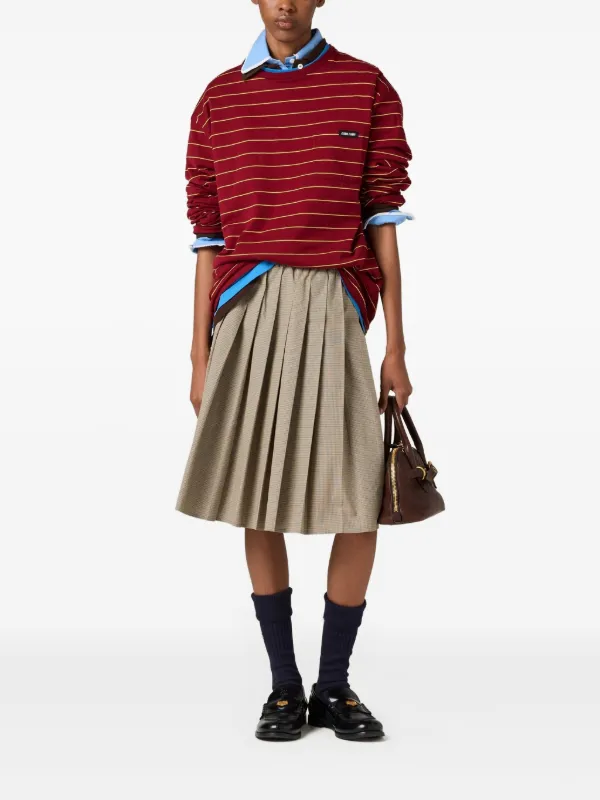 Miu Miu long-sleeved Cotton T-shirt | Red | FARFETCH