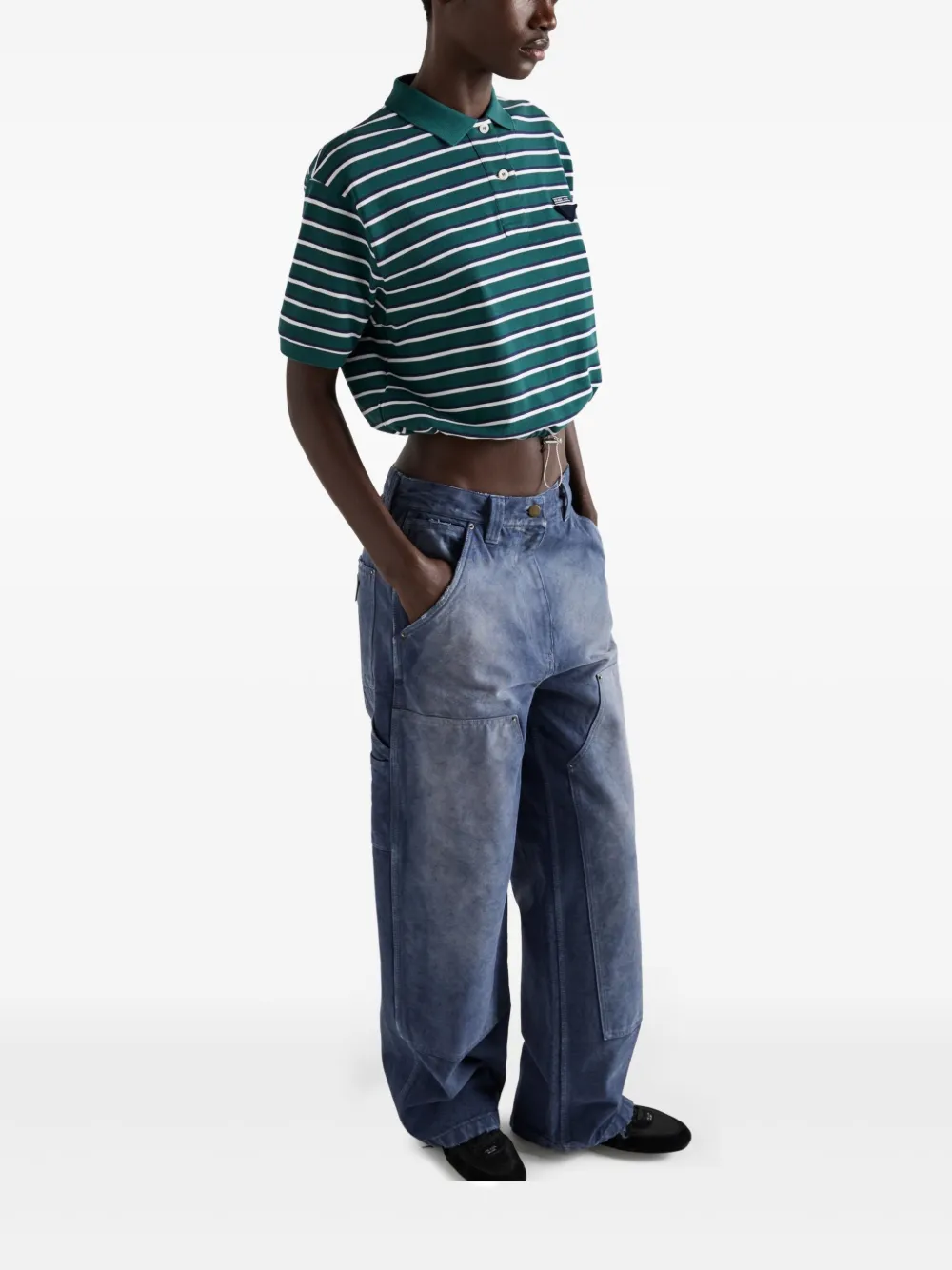 Prada Cargo broek met triangel logo Blauw
