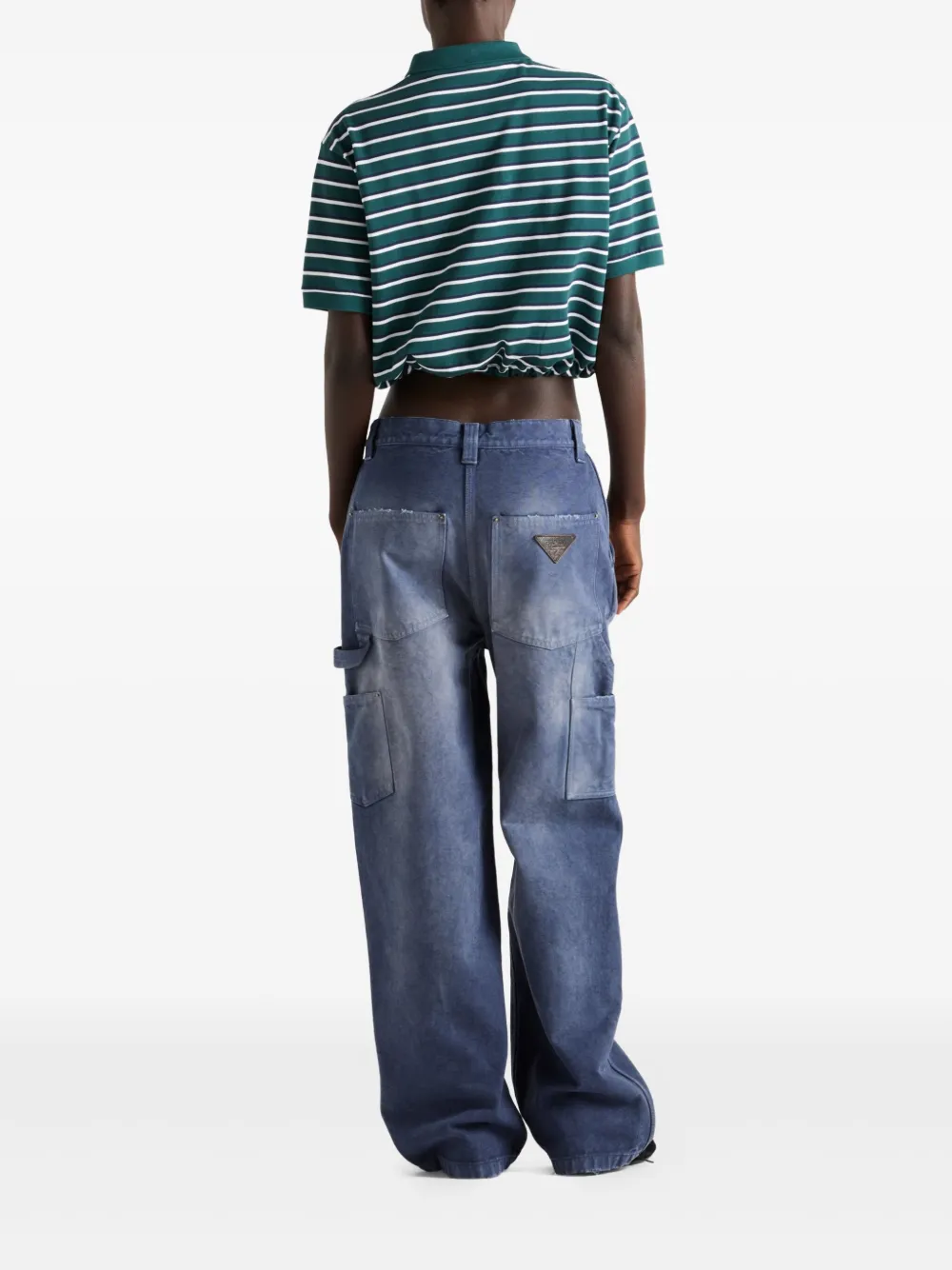 Prada Cargo broek met triangel logo Blauw