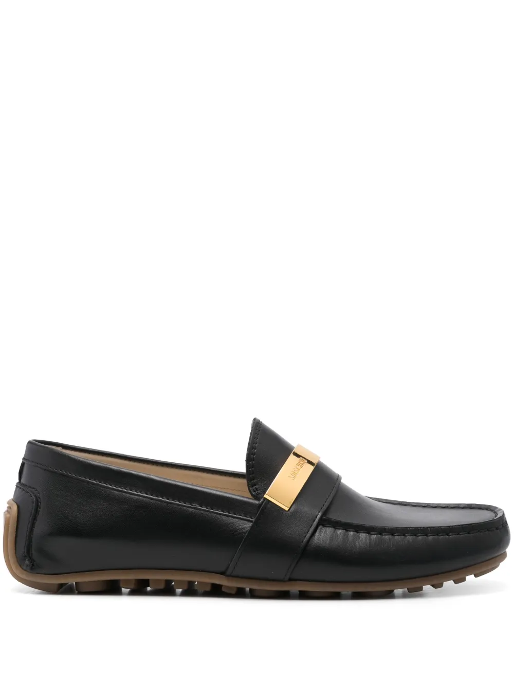 Moschino logo-plaque loafers Black