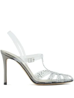 サンダル・ミュール GIORGIO ARMANI PVC SANDALS WITH RHINESTONES Giorgio Armani Rhinestone-Embellished Sandals In Transparent