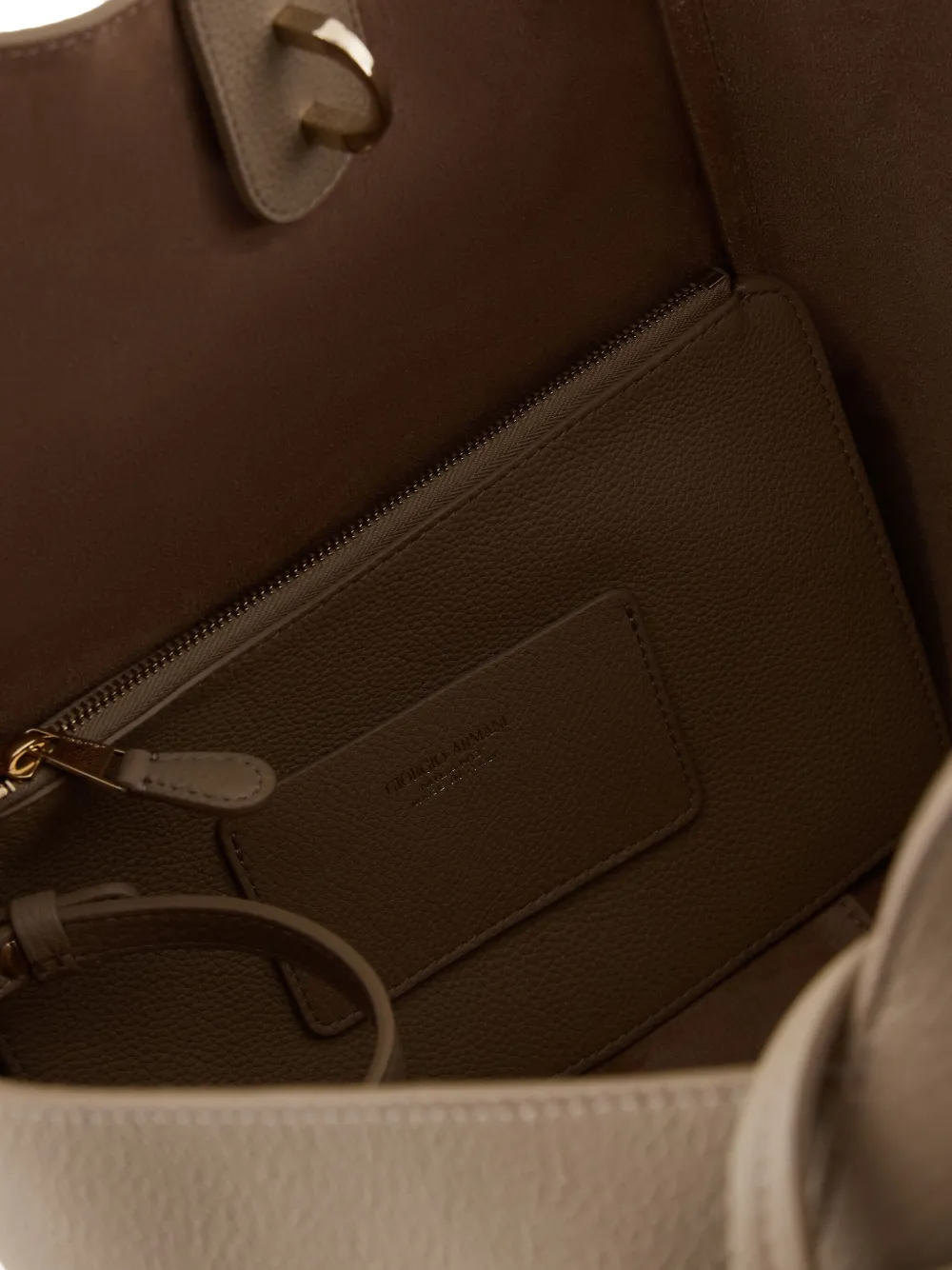 Giorgio Armani Hammered Leather Shoulder Bag In Nude