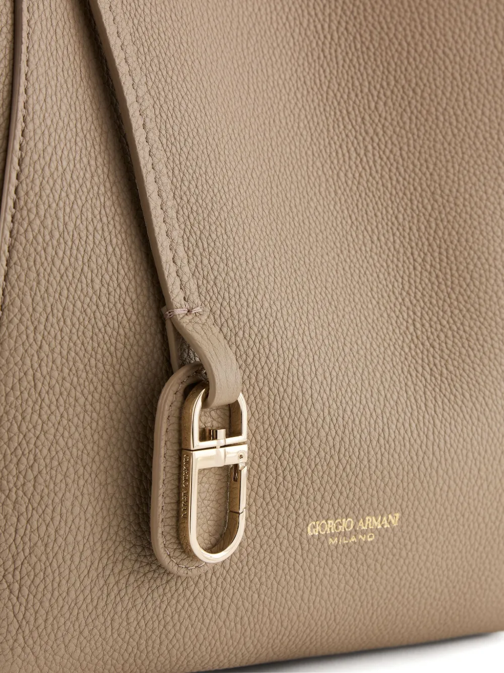 Giorgio Armani Hammered Leather Shoulder Bag In Nude