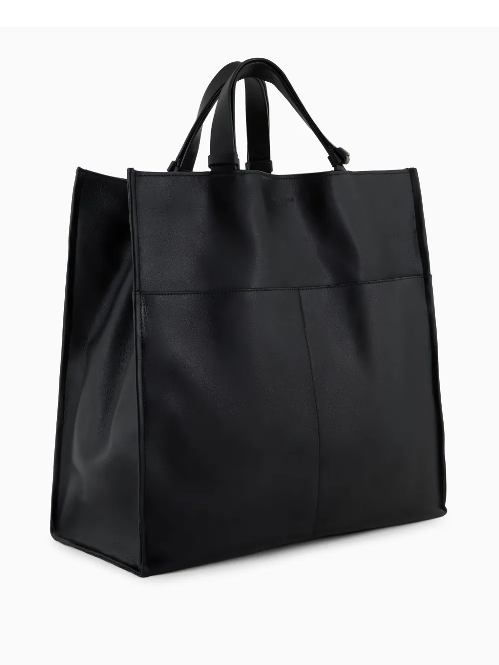 Giorgio Armani Leather Tote Bag In Black