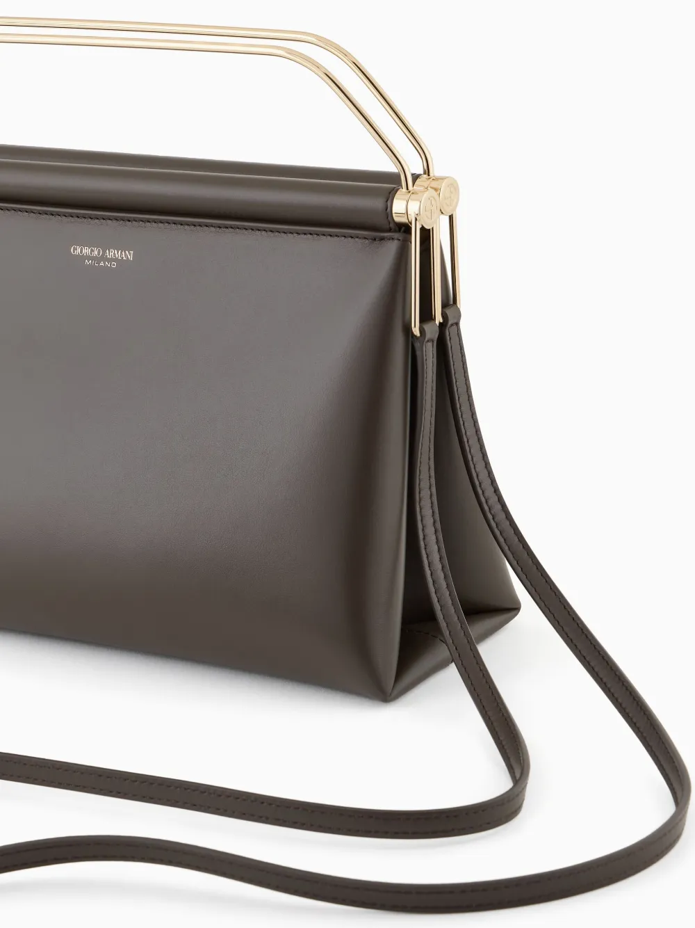 Giorgio Armani Leren shopper Bruin