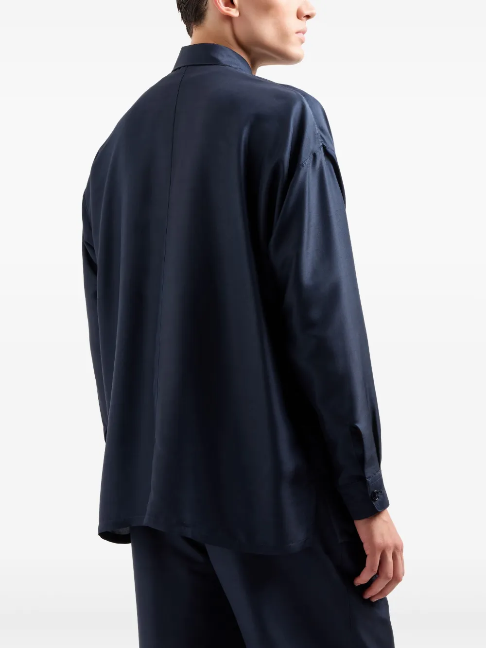 Giorgio Armani Zijden shirtjack Blauw
