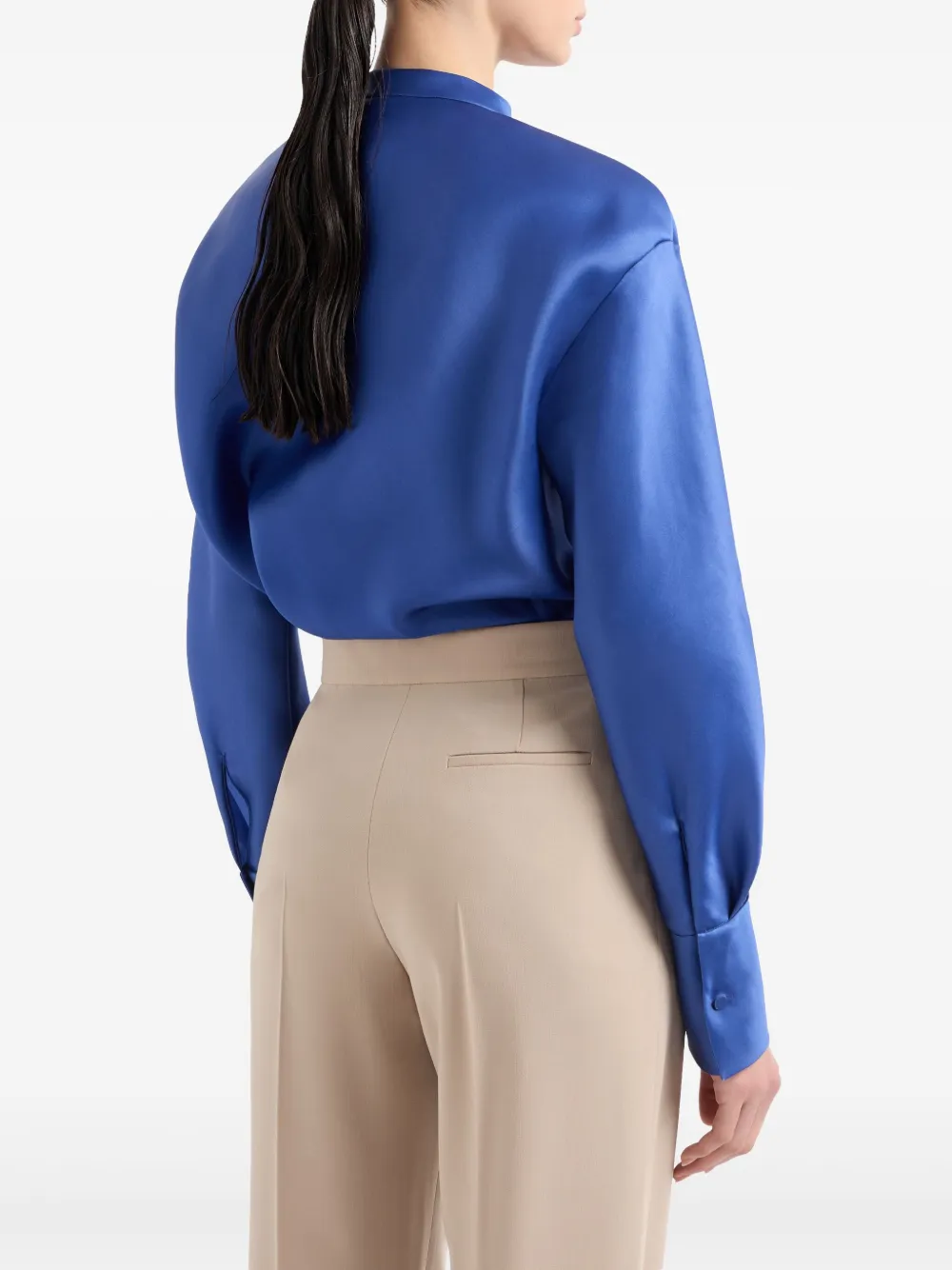 Giorgio Armani Long-sleeved Shirt In Triple Silk Georgette In Gold