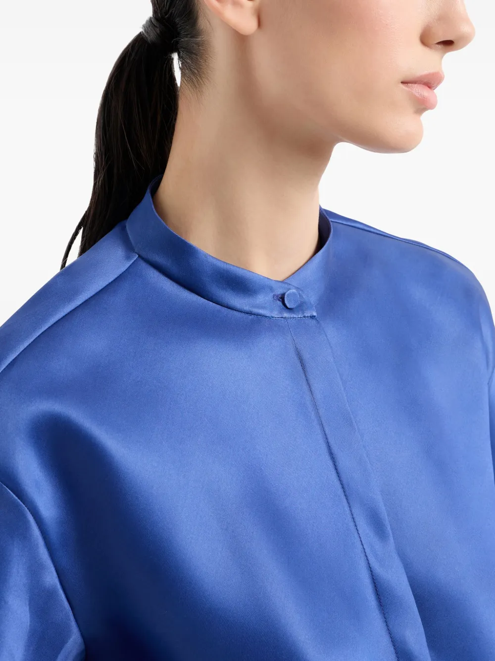 Giorgio Armani Long-sleeved Shirt In Triple Silk Georgette In Gold