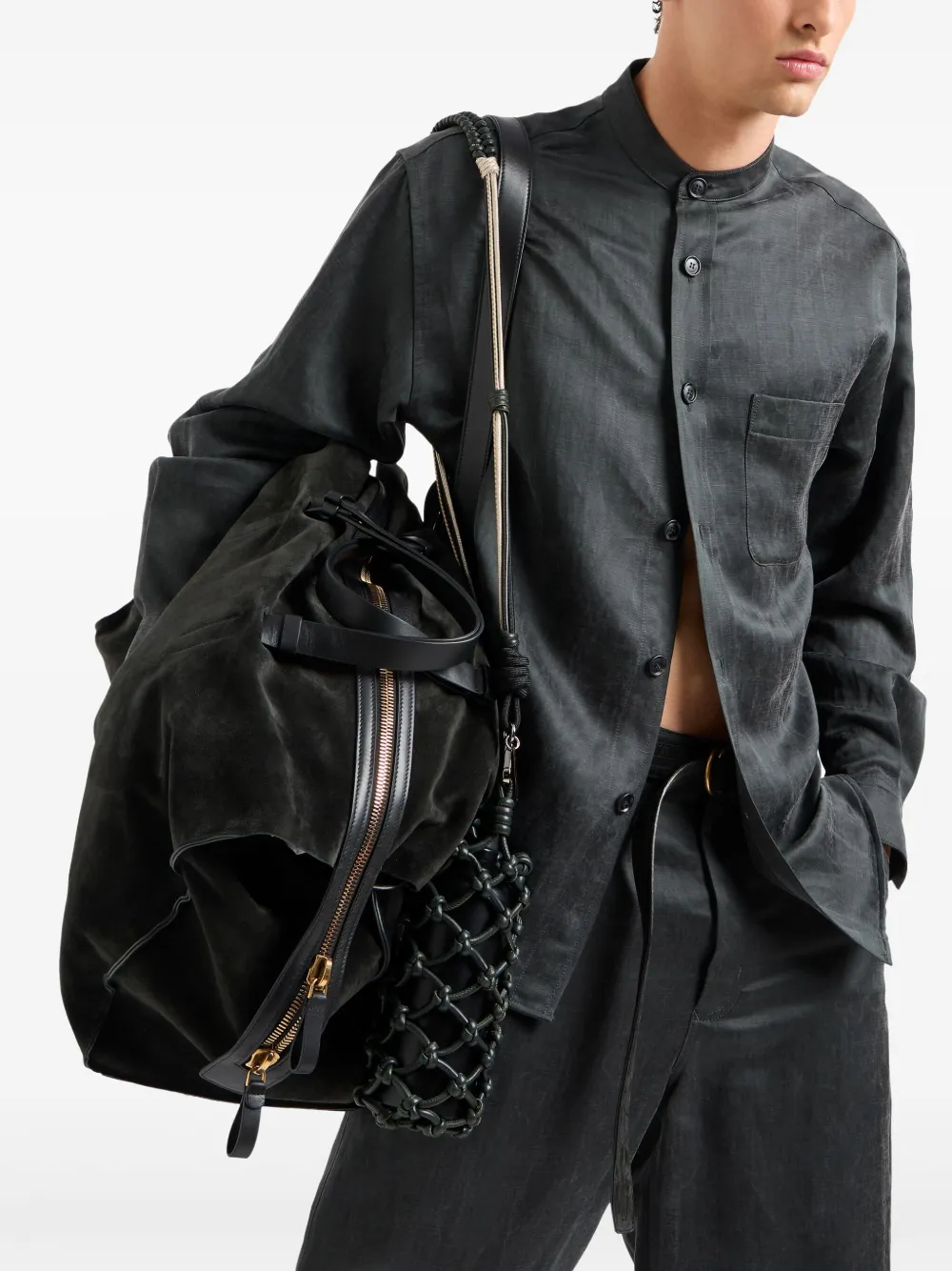 Giorgio Armani Overhemd van linnenblend Grijs