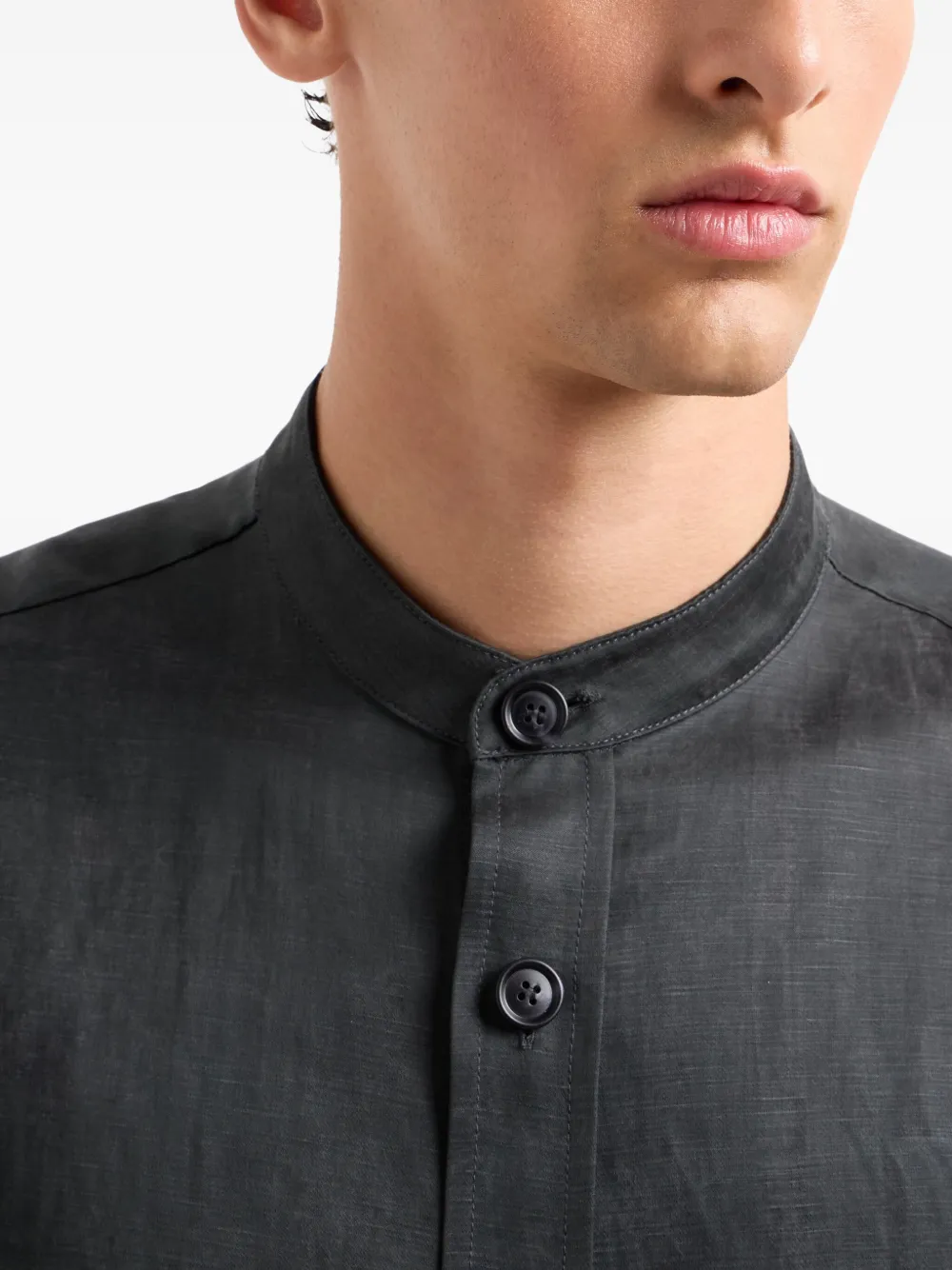 Giorgio Armani Overhemd van linnenblend Grijs