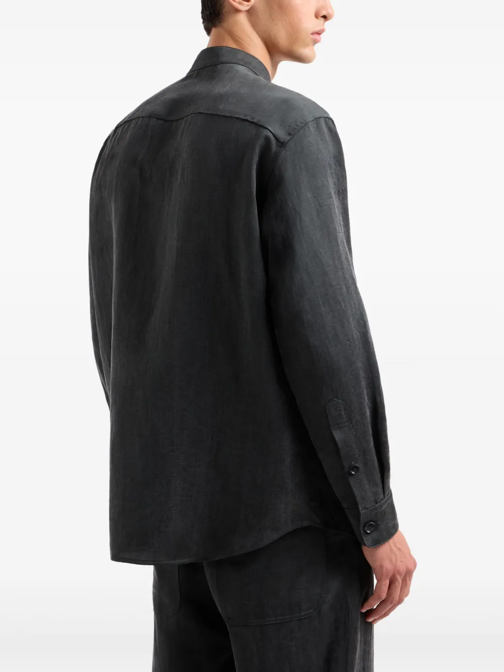 Giorgio Armani Overhemd van linnenblend Grijs