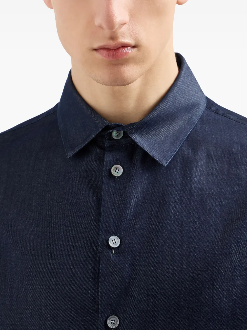 Giorgio Armani Katoenen overhemd Blauw