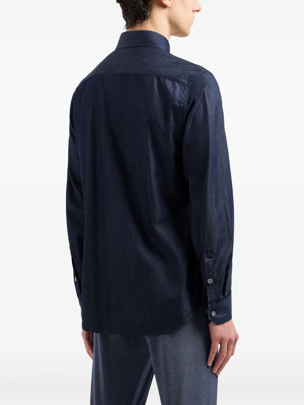 Giorgio Armani Katoenen overhemd Blauw