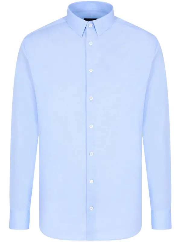 Giorgio Armani - Slim-fit, cotton jersey shirt , Man, Light Blue, Size: 40