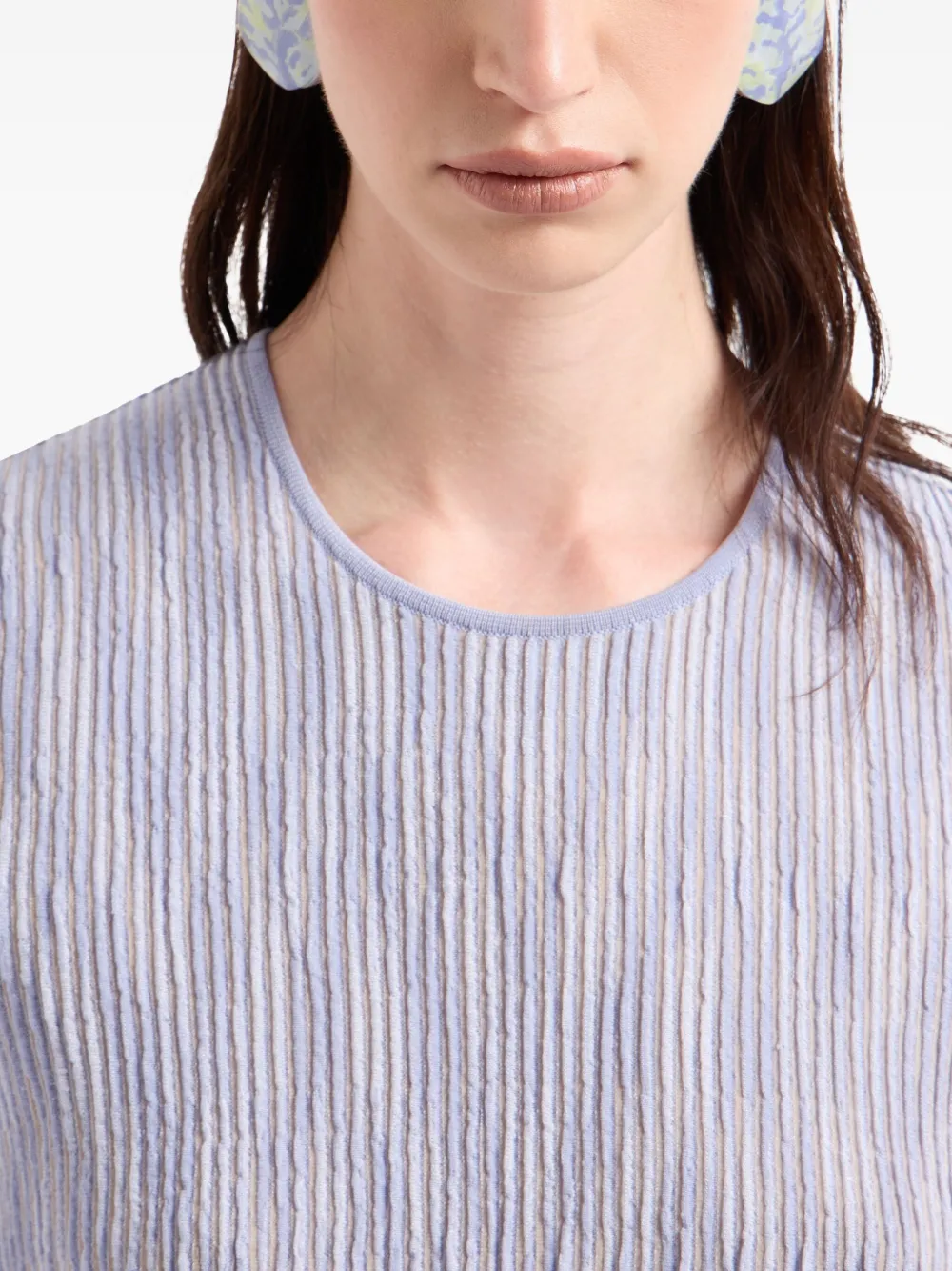 Giorgio Armani Cupro And Viscose Blend Crew-neck Jumper In Blue
