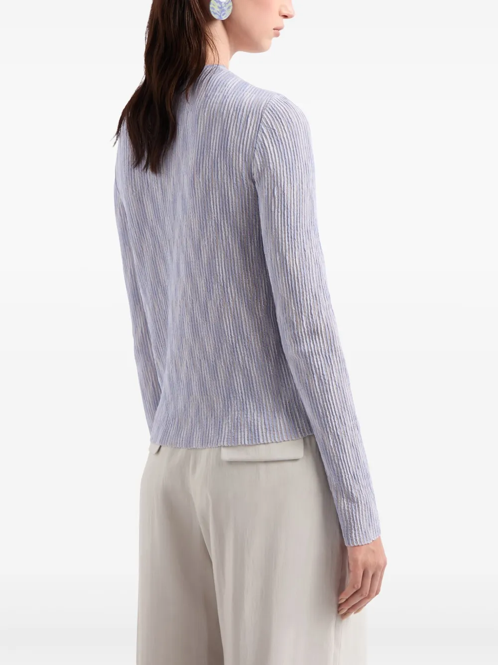 Giorgio Armani Cupro And Viscose Blend Crew-neck Jumper In Blue