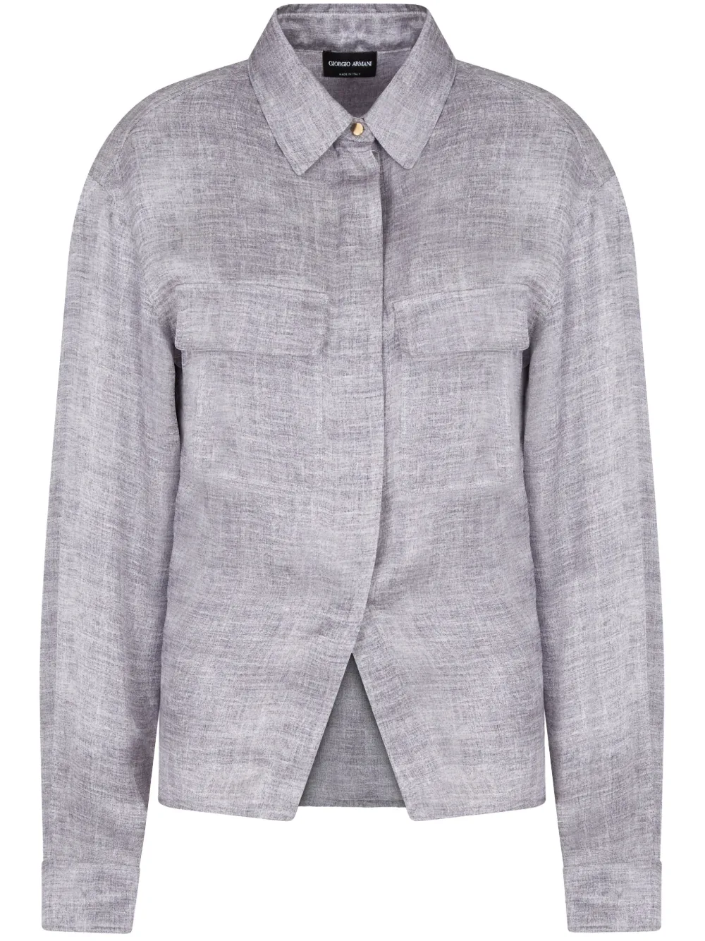 Giorgio Armani Asymmetric Button-placket Shirt In Gray